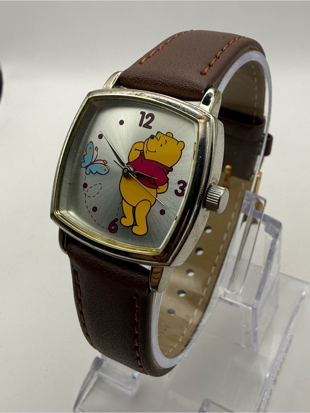 Winnie The Pooh and Butterfly Seiko Watch | Vintage Disney Brown Band (New Batt) - Picture 4 of 11